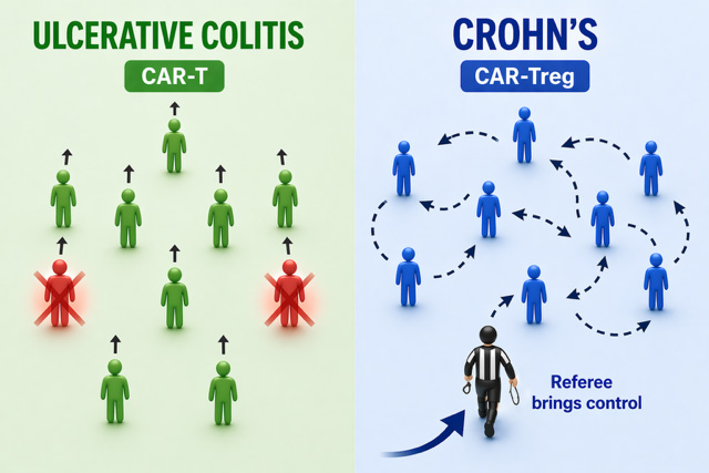 CAR-T vs CAR-Tregs in Crohn’s and Ulcerative Colitis