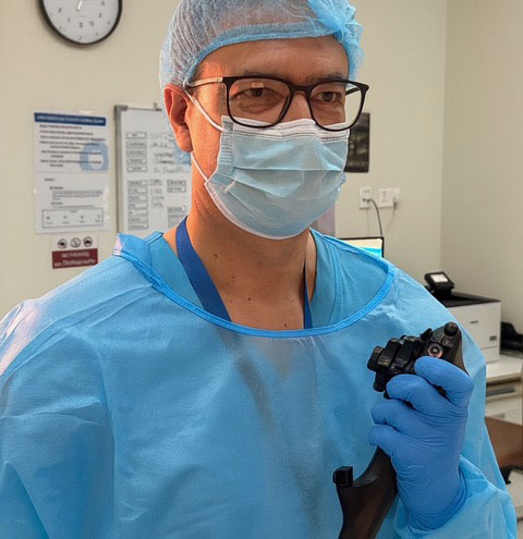 Dr Pranab Gyawali performing upper GI endoscopy