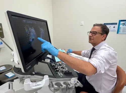Dr Pranab performing Liver Fibroscan in Dubai 