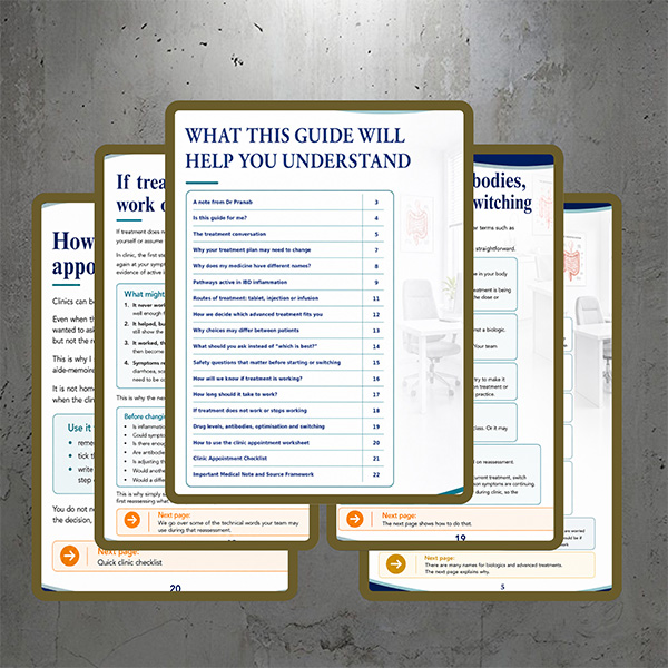 Contents and sample pages from the IBD Biologics and Advanced Treatments guide