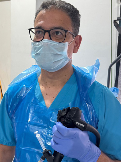 Dr. Pranab performing endoscopy in Dubai as part of iron deficiency anemia investigation

