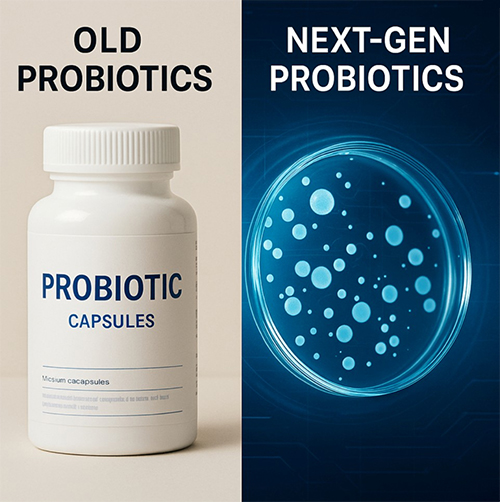 Comparison of traditional probiotics versus next-generation probiotics in gut health and IBD.