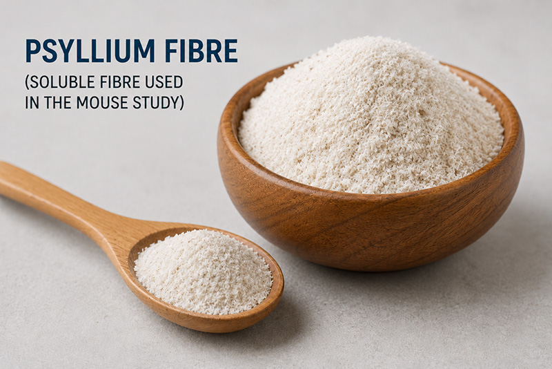 Psyllium fibre shown as the soluble fibre used in a mouse study of beef protein and experimental colitis.