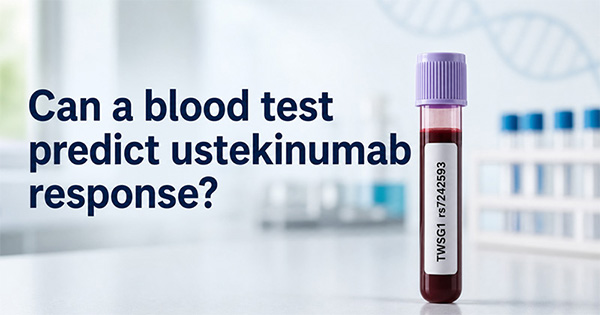 Blood sample for TWSG1 testing being studied as a possible predictor of ustekinumab response